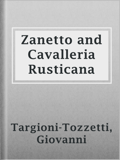 Cover image for Zanetto and Cavalleria Rusticana